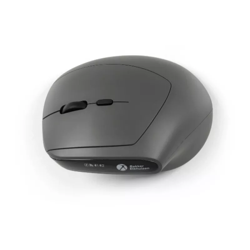 BakkerElkhuizen MidWay hiiri oikea, oikeakätinen, pystysuunnittelu, optinen, RF langaton + Bluetooth + USB Type-C, 2400 DPI, harmaa, musta