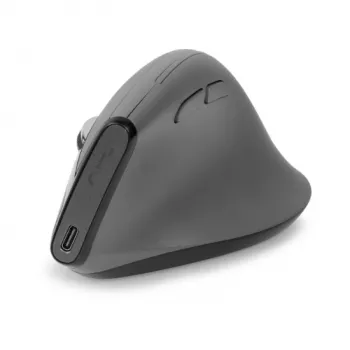 BakkerElkhuizen Grip Pro hiiri, oikeakätisille, pystysuunnittelu, optinen, RF langaton, 2400 DPI, harmaa, musta, keltainen