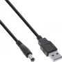 InLine USB-DC-virtasovitinkaapeli, USB-A-uros DC-pistorasiaan 5,5x2,10mm, musta, 1m