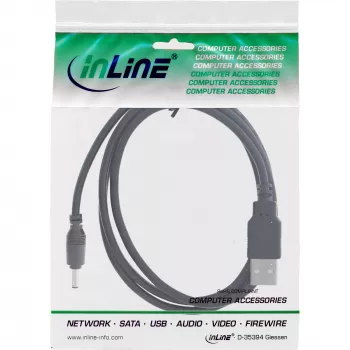 InLine USB-DC-virtasovitinkaapeli, USB-A-uros DC-pistorasiaan 5,5x2,10mm, musta, 1m