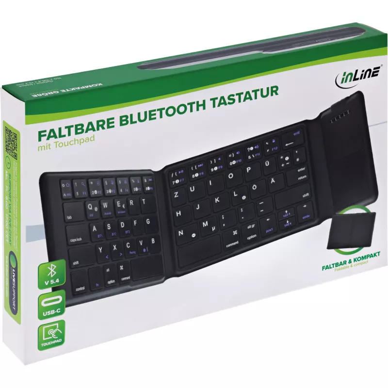 InLine 55379B näppäimistö universaali Bluetooth QWERTZ saksa musta