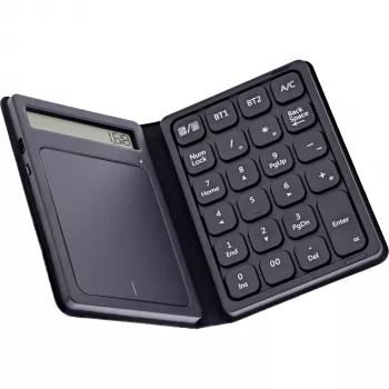 InLine 55379G Bluetooth-numeronäppäimistö kosketuslevyllä ja näytöllä, taitettava, musta