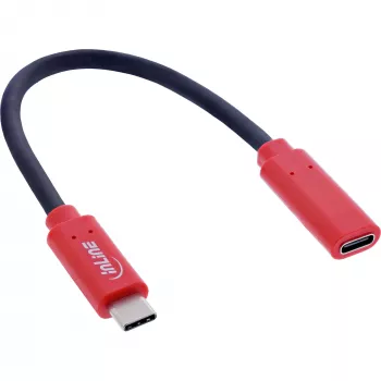 InLine USB-C-sukupuolenmuunninadapteri 31654, USB-C–USB-C, 0,2 m, punainen