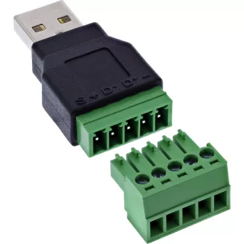 InLine 92504A kaapeliliitin USB-A / riviliitin, 5-napainen musta, vihreä