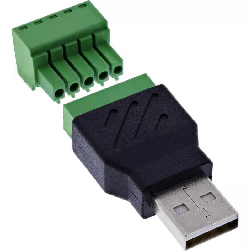 InLine 92504A kaapeliliitin USB-A / riviliitin, 5-napainen musta, vihreä
