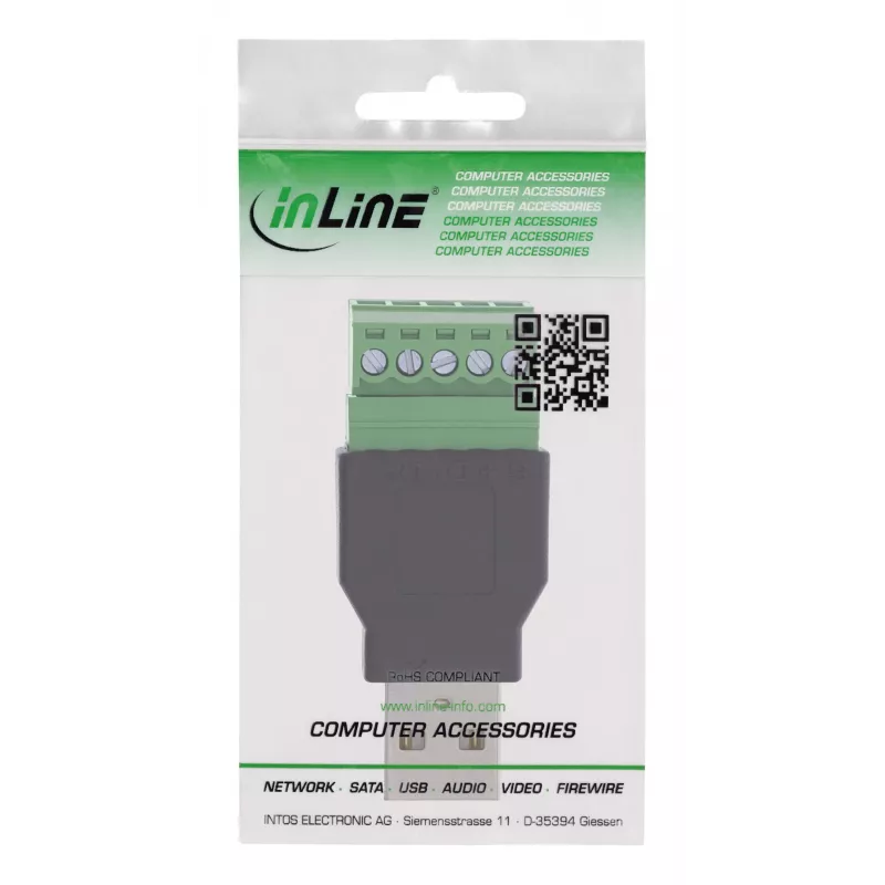 InLine 92504A kaapeliliitin USB-A / riviliitin, 5-napainen musta, vihreä