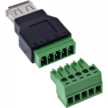 InLine 92504B johdinliitin USB-A / riviliitin, 5-napainen musta, vihreä