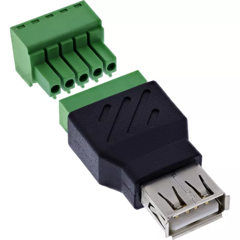InLine 92504B johdinliitin USB-A / riviliitin, 5-napainen musta, vihreä