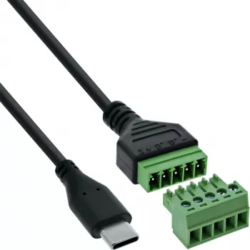 InLine 92504E johdinliitin USB-C / riviliitin, 5-napainen musta, vihreä