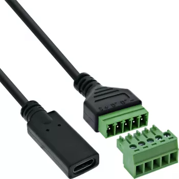 InLine 92504F kaapeliadapteri USB-C / riviliitin, 5-napainen musta, vihreä