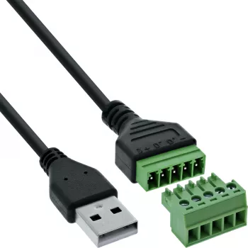 InLine 92504G kaapeliliitin USB-A / riviliitin, 5-napainen musta, vihreä