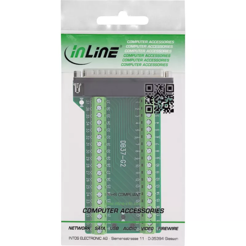 InLine 92502J johdinliitin riviliitin / D-Sub 37 musta, vihreä