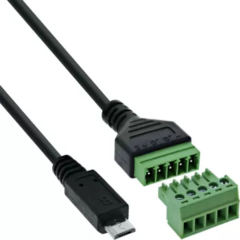 InLine 92504C kaapeliadapteri Micro USB / riviliitin, 5-napainen musta, vihreä