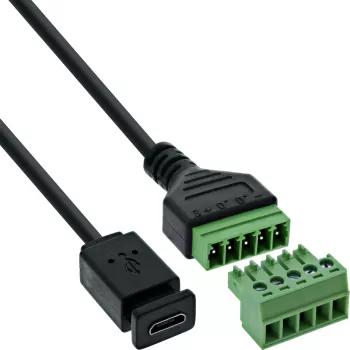 InLine 92504D johdinliitin Micro-USB / riviliitin, 5-napainen musta, vihreä