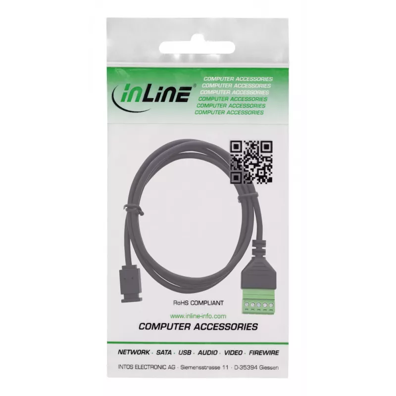 InLine 92504D johdinliitin Micro-USB / riviliitin, 5-napainen musta, vihreä