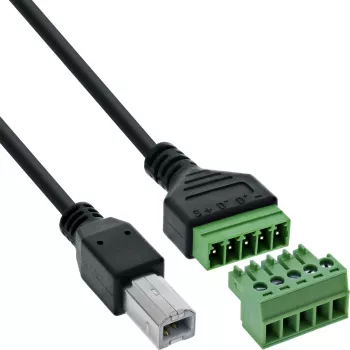 InLine 92504I kaapeliliitin USB-B / riviliitin, 5-napainen musta, vihreä