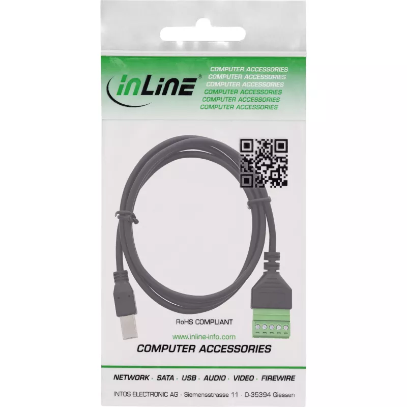 InLine 92504I kaapeliliitin USB-B / riviliitin, 5-napainen musta, vihreä