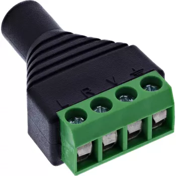 InLine 92504K kaapelisovitin 3,5 mm 4-napainen TRRS-kuulokeliitin / riviliitin 4 liitintä musta, vihreä