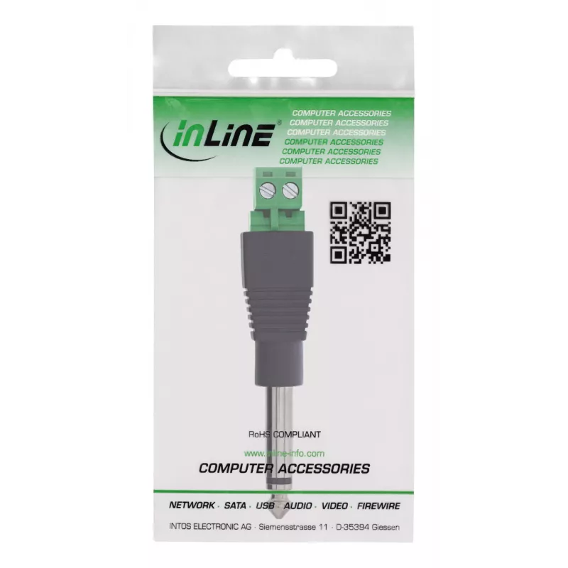 InLine 92504M johdinliitin 6,35 mm 2-napainen TS-kuulokeliitin / riviliitin 2 liitintä musta, vihreä