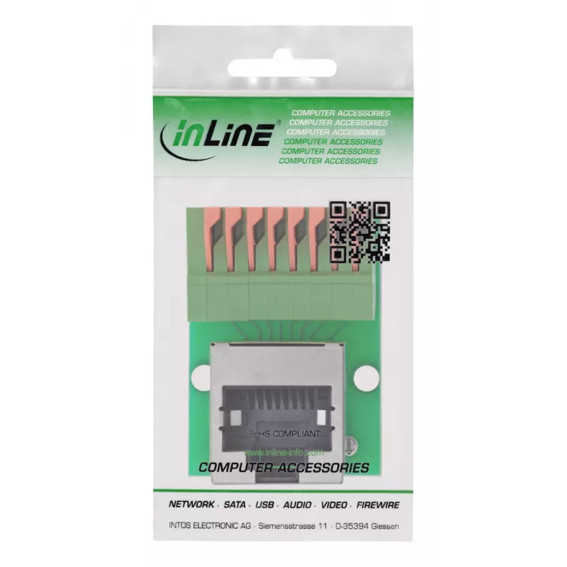InLine 92505G johdinliitin RJ45 Cat.5e 8P8C / riviliitin, 8-napainen vihreä