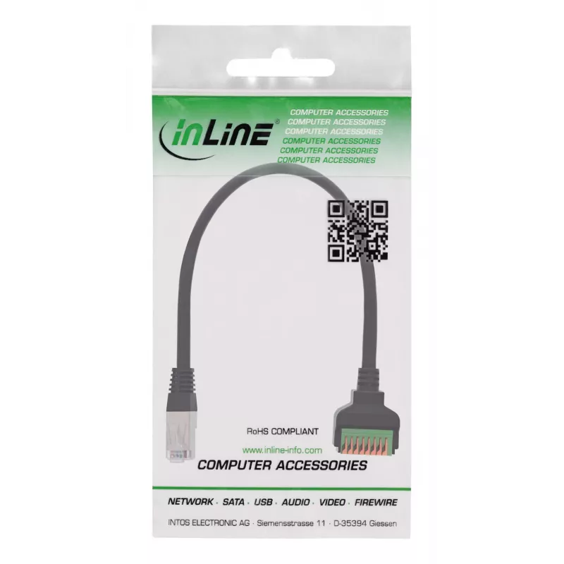 InLine 92505I johdinliitin RJ45 Cat.5e 8P8C / riviliitin, 8-napainen musta