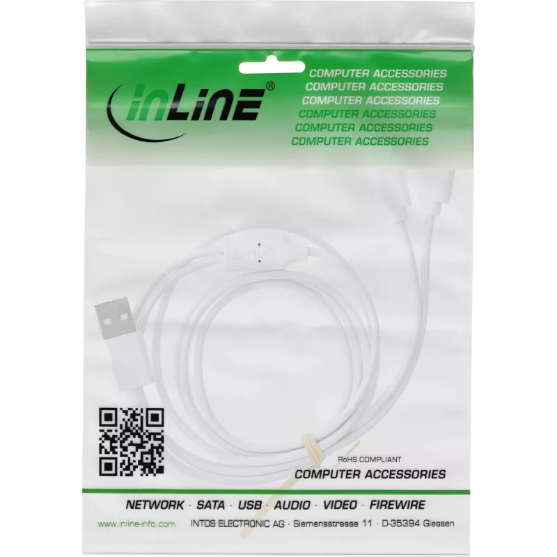 InLine 35121W USB-kaapeli USB 2.0 1 m USB A 2 x USB C valkoinen
