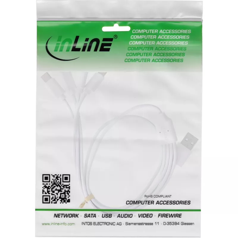 InLine 35146W USB-kaapeli USB 2.0 0,5 m USB A 4 x USB-C valkoinen