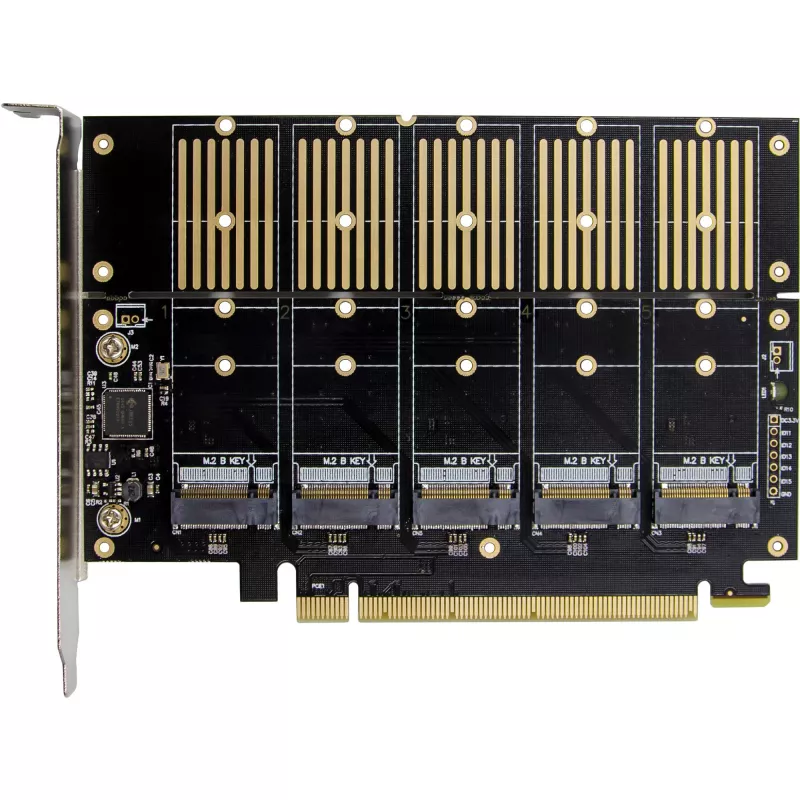 InLine 76619G liitäntäkortti, PCIe x16 - 5x M.2 Key B SATA, sis. matalaprofiilikiinnikkeen