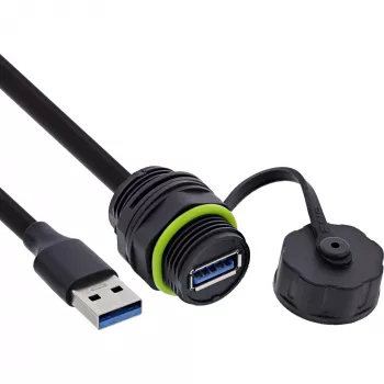 InLine USB-A-liitin IP68 suojattu, naaras - uros, 0,5 m