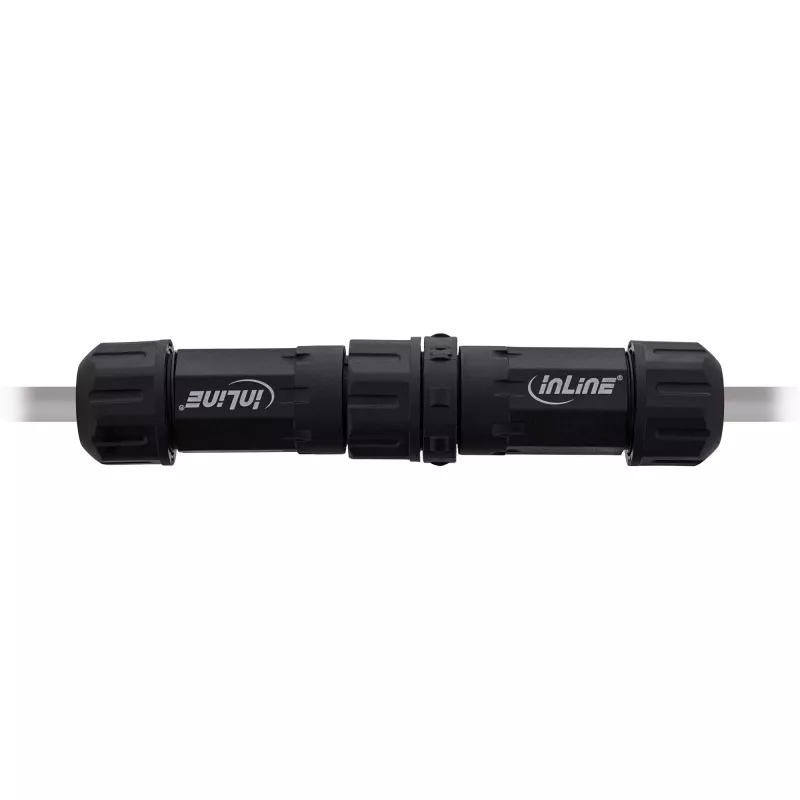 InLine 69927W IP68 verkkovirtaliitin, 3-napainen, pistoke/liitin, M20, musta