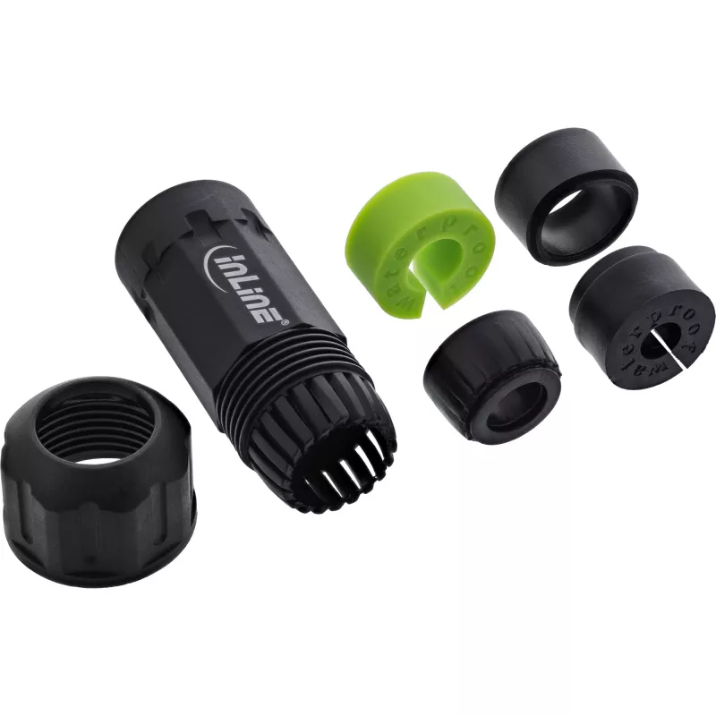 InLine 69927W IP68 verkkovirtaliitin, 3-napainen, pistoke/liitin, M20, musta