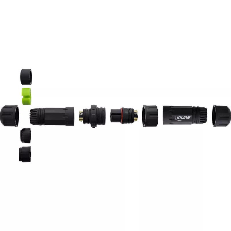 InLine 69927W IP68 verkkovirtaliitin, 3-napainen, pistoke/liitin, M20, musta