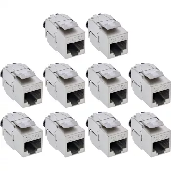 InLine 76202V Keystone RJ45-liitin ohut, SNAP-In, Cat.6A, integroitu nippuside, 10 kpl