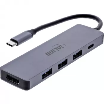 InLine 33271A USB-keskitin USB 3.2 Gen 1 (3.1 Gen 1) Type-C 5000 Mbit/s harmaa