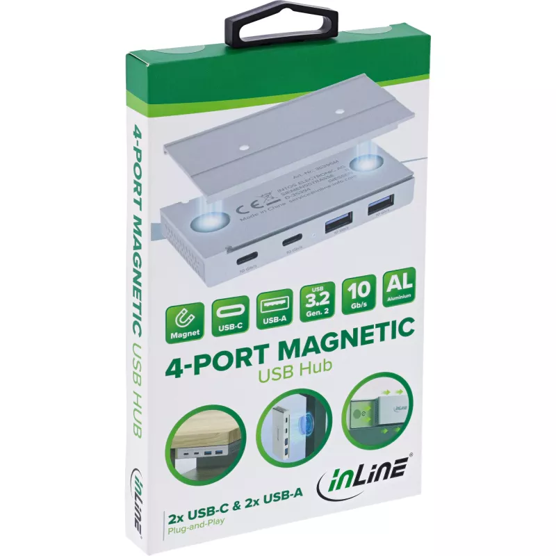 InLine 35395M USB-keskitin USB 3.2 Gen 2 (3.1 Gen 2) Type-C 10000 Mbit/s hopea