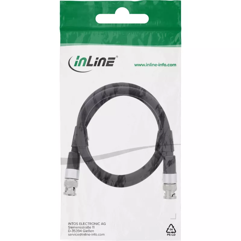 InLine BNC-videokaapeli, 12G-SDI, 4K60Hz, 75 Ohm, 2 m, 10802S