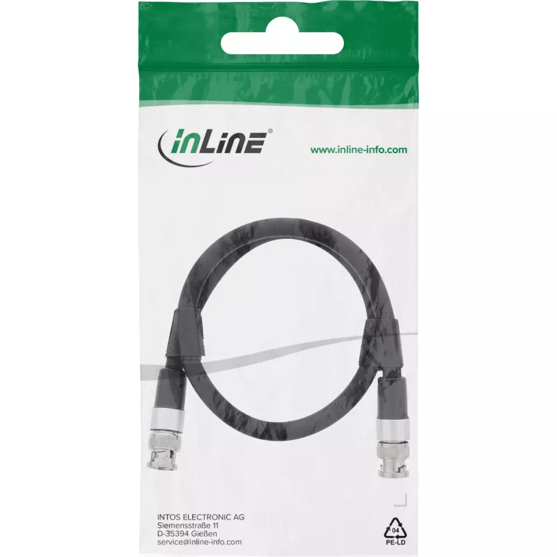 InLine BNC-videokaapeli, 12G-SDI, 4K60Hz, 75 Ohm, 0,5 m, 10855S