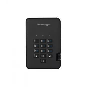 iStorage diskAshur2 256-bit 1 TB USB 3.2 turvallisesti salattu SSD-asema – musta IS-DA2-256-SSD-1TB-B