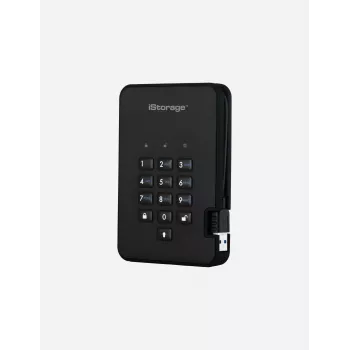 iStorage diskAshur2 256-bit 1 TB USB 3.2 turvallisesti salattu SSD-asema – musta IS-DA2-256-SSD-1TB-B