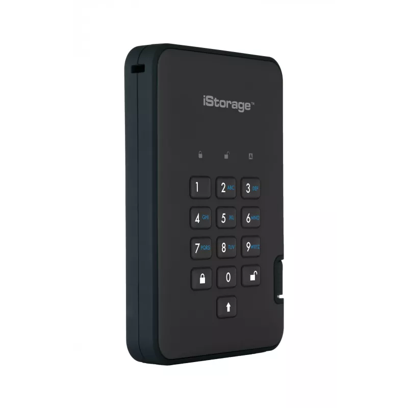 iStorage diskAshur2 256-bit 1 TB USB 3.2 turvallisesti salattu SSD-asema – musta IS-DA2-256-SSD-1TB-B