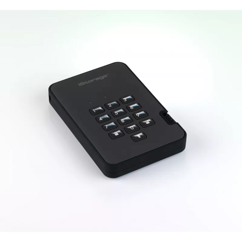 iStorage diskAshur2 256-bit 1 TB USB 3.2 turvallisesti salattu SSD-asema – musta IS-DA2-256-SSD-1TB-B