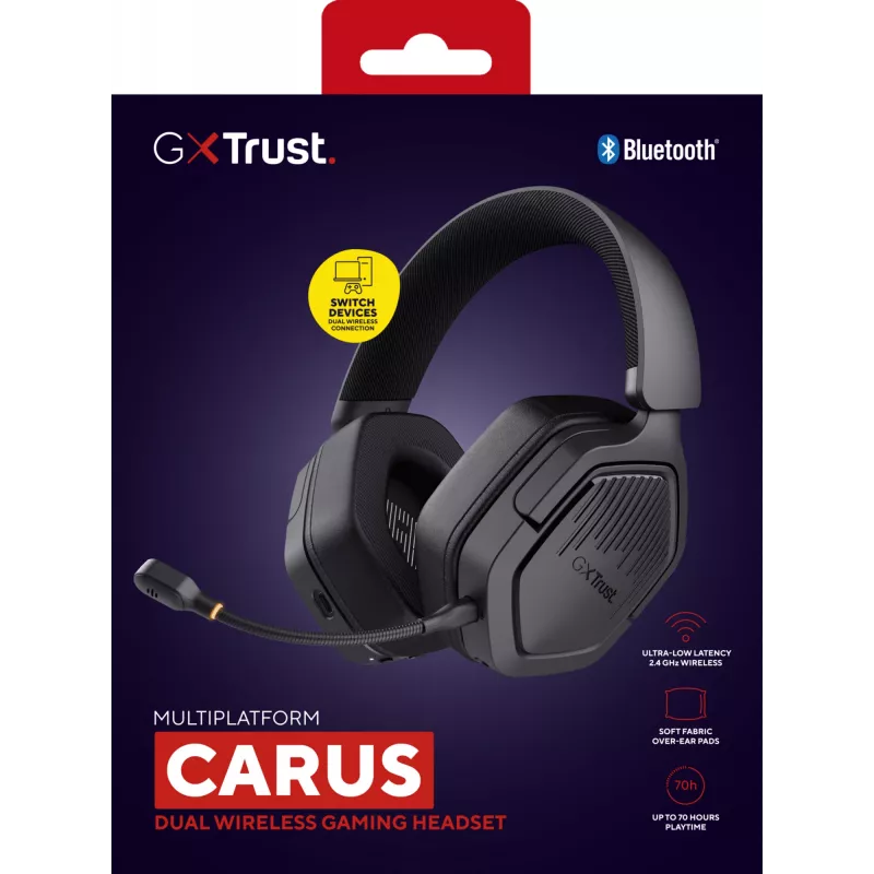 Trust GXT 493 Carus -kuulokemikrofoni johdollinen & langaton pääpanta, kypärä, pelikäyttöön USB Type-C / USB Type-A Bluetooth musta