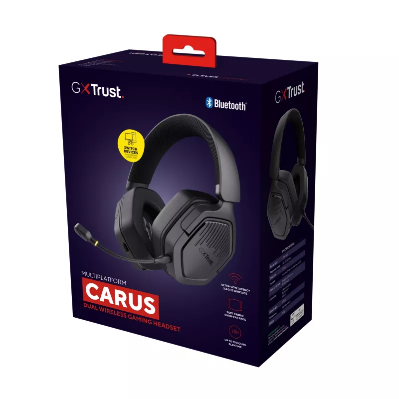 Trust GXT 493 Carus -kuulokemikrofoni johdollinen & langaton pääpanta, kypärä, pelikäyttöön USB Type-C / USB Type-A Bluetooth musta