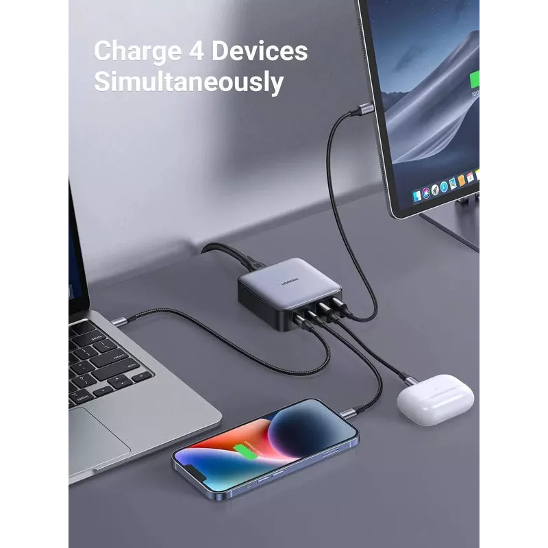 Ugreen Nexode 65 W pöytäpikalaturi, 2x USB-A + 2x USB-C (90747)