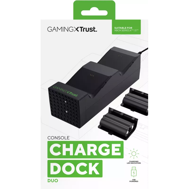 Trust GXT 250 Duo latausteline Xbox Series X|S:lle