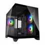 Mini Tower -tietokonekotelo Cougar FV150 ARGB — musta, tukee 2x120/140 mm sivutuulettimia, 1x120 mm takana, HDD 2,5