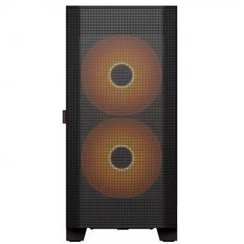 PC Midi Tower -kotelo Cougar Airface FLO ARGB, musta — tukee 2x 180 mm edessä, 1x 120 mm takana, 2,5