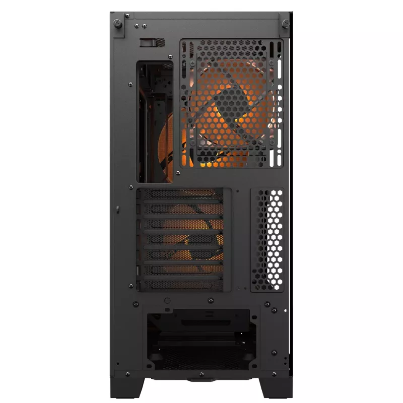 PC Midi Tower -kotelo Cougar Airface FLO ARGB, musta — tukee 2x 180 mm edessä, 1x 120 mm takana, 2,5