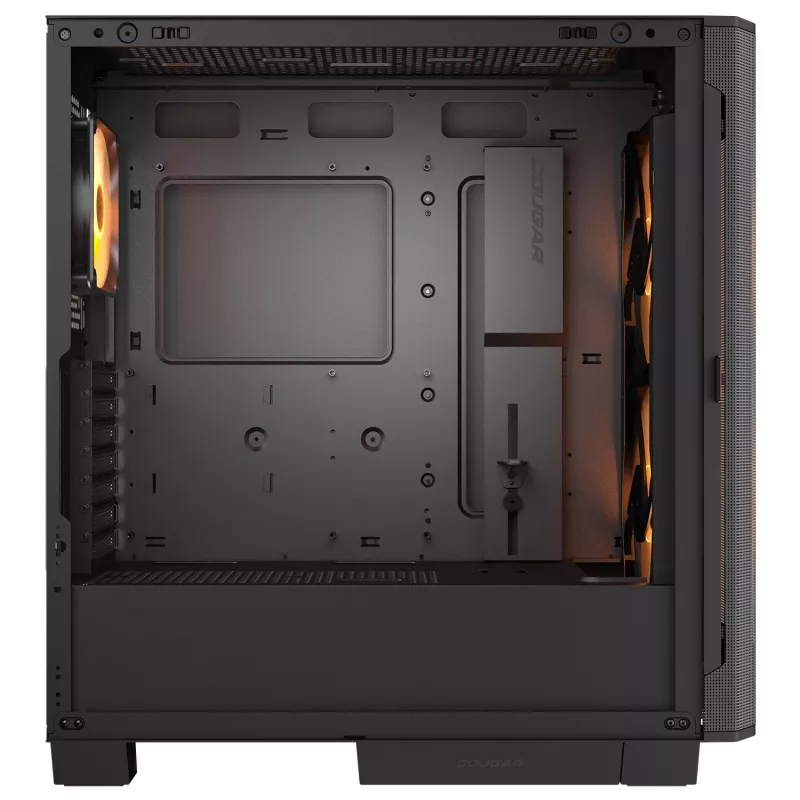PC Midi Tower -kotelo Cougar Airface FLO ARGB, musta — tukee 2x 180 mm edessä, 1x 120 mm takana, 2,5