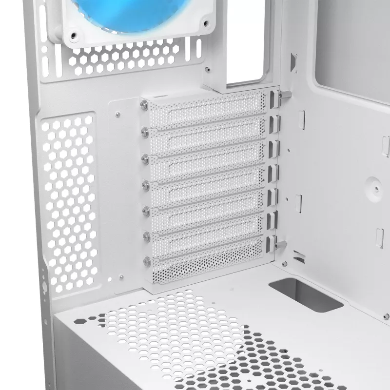 COUGAR PC Midi Tower -kotelo Airface FLO ARGB valkoinen — 2x180 mm edessä, 1x120 mm takana, tukee 2,5